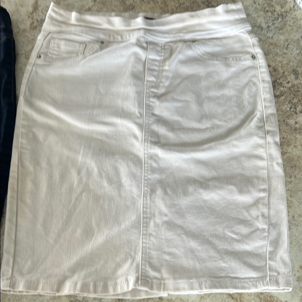 Classic White Denim Skirt
